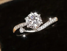 Simple Elegant Stylish Sterling Silver Engagement Ring 1.5 Carat Lab Created CZ