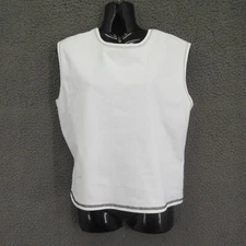 Elodie White Muscle Tank Top Size L Cotton Blend Ringer Style #4815