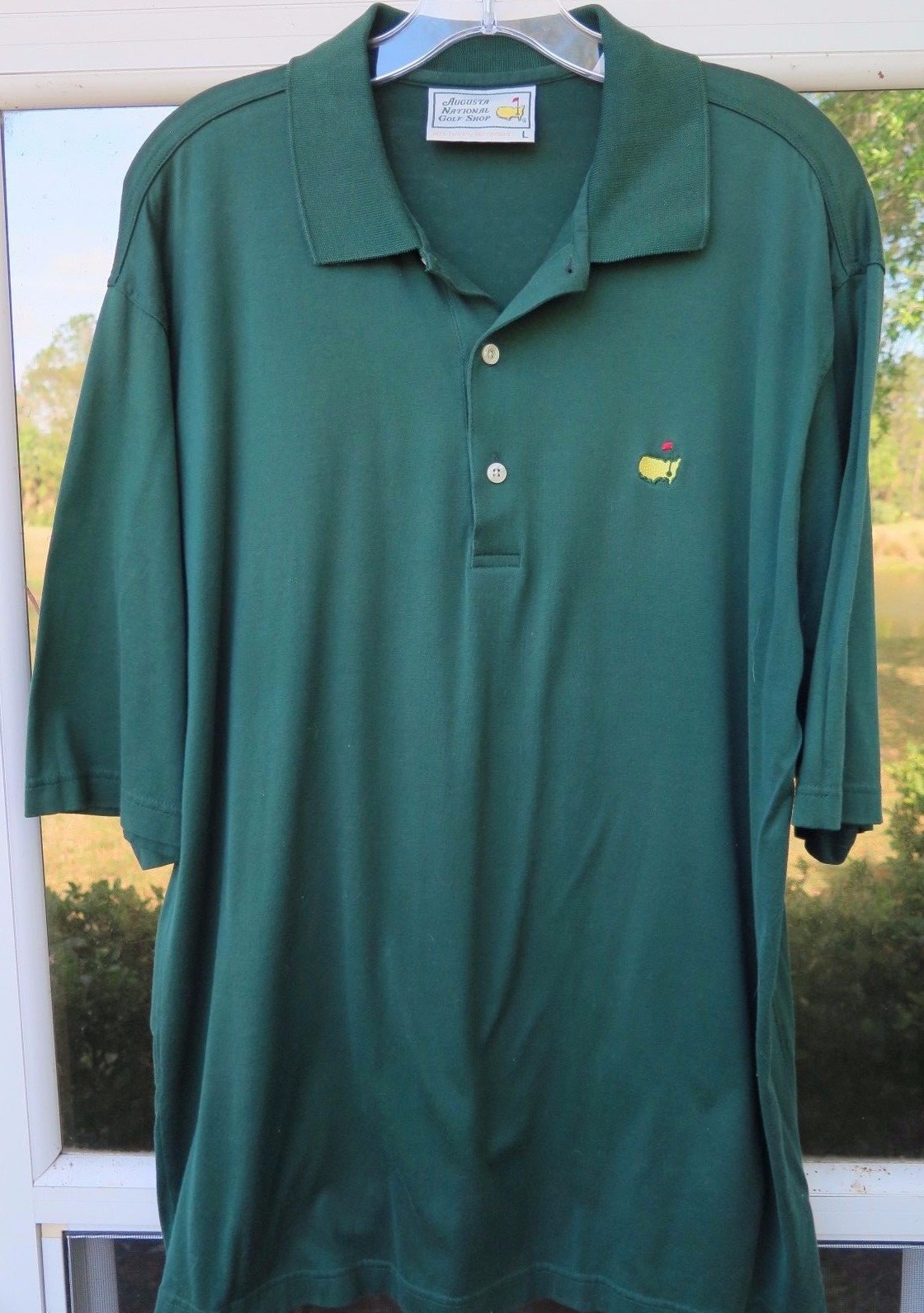 Masters Augusta National Golf Shop Mens Cotton Solid Dark Green Polo 
