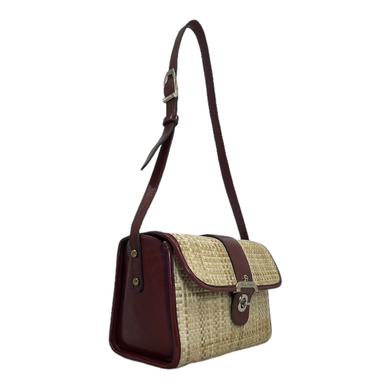 Vintage 60s 70s ETIENNE AIGNER Handmade Woven Jute Leather Shoulder Bag Handbag image 5