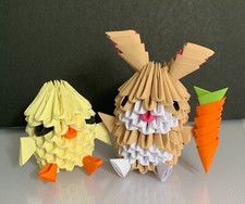 3D Origami Easter Chick & Bunny (Nuthatch Brown) - Self Build Kit
