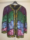 VINTAGE WOMENS COLORFUL TIFFANY RHINESTONE SEQUIN JACKET SZ M EX COND! FREE SHIP