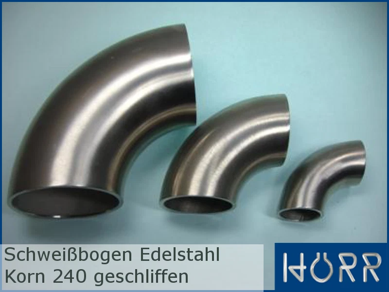 Edelstahl Schweißbogen 45° Und 90° K240 geschliffen Rohr Bogen Geländer Handlauf - Bild 1 von 1