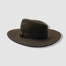 381 Borsalino Women's Brown Wool Wide Brim Grosgrain Fedora Hat Size M