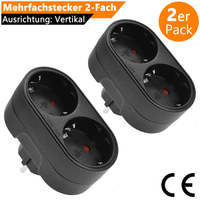 2 StüCk Doppelstecker 2 Fach Mehrfachstecker Multisteckdose Steckdosenadapter Sw
