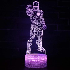 Marvel Iron Man 3D Night Light LED Stereoscopic Table Lamp Acrylic Spider-Man