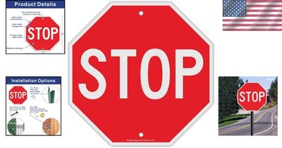 Weather-Resistant 12x12 Stop Sign - Durable Aluminum with