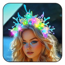 JEAIRTS Light Up Shell Headband Glowing Mermaid Standard, Colorful