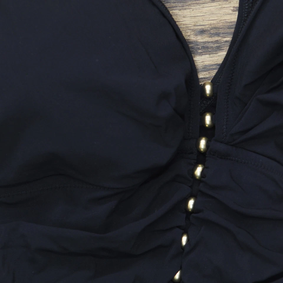 Profile By Gottex Tutti Frutti D Cup V-Neck One Piece Swimsuit Black 14D - Image 3 of 4