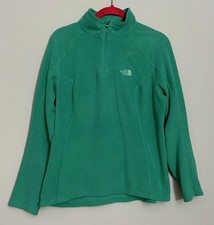 The North Face Women's Pullover Size Medium 1/4 Zip Fleece Green Long Sleeve