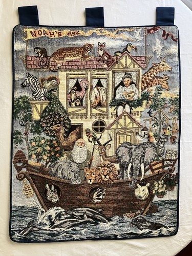 Arche Noah Webteppich groß Wandbehang lebendige Farbe viele Tiere & Pflanzen