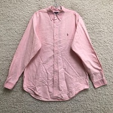 Ralph Lauren Dress Shirt 16.5 Adult Pink Button Down Long Sleeve Pony Mens 35