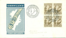 Greenland  1969   FDC Block of 4  Legend   The Girl and the Eagle "