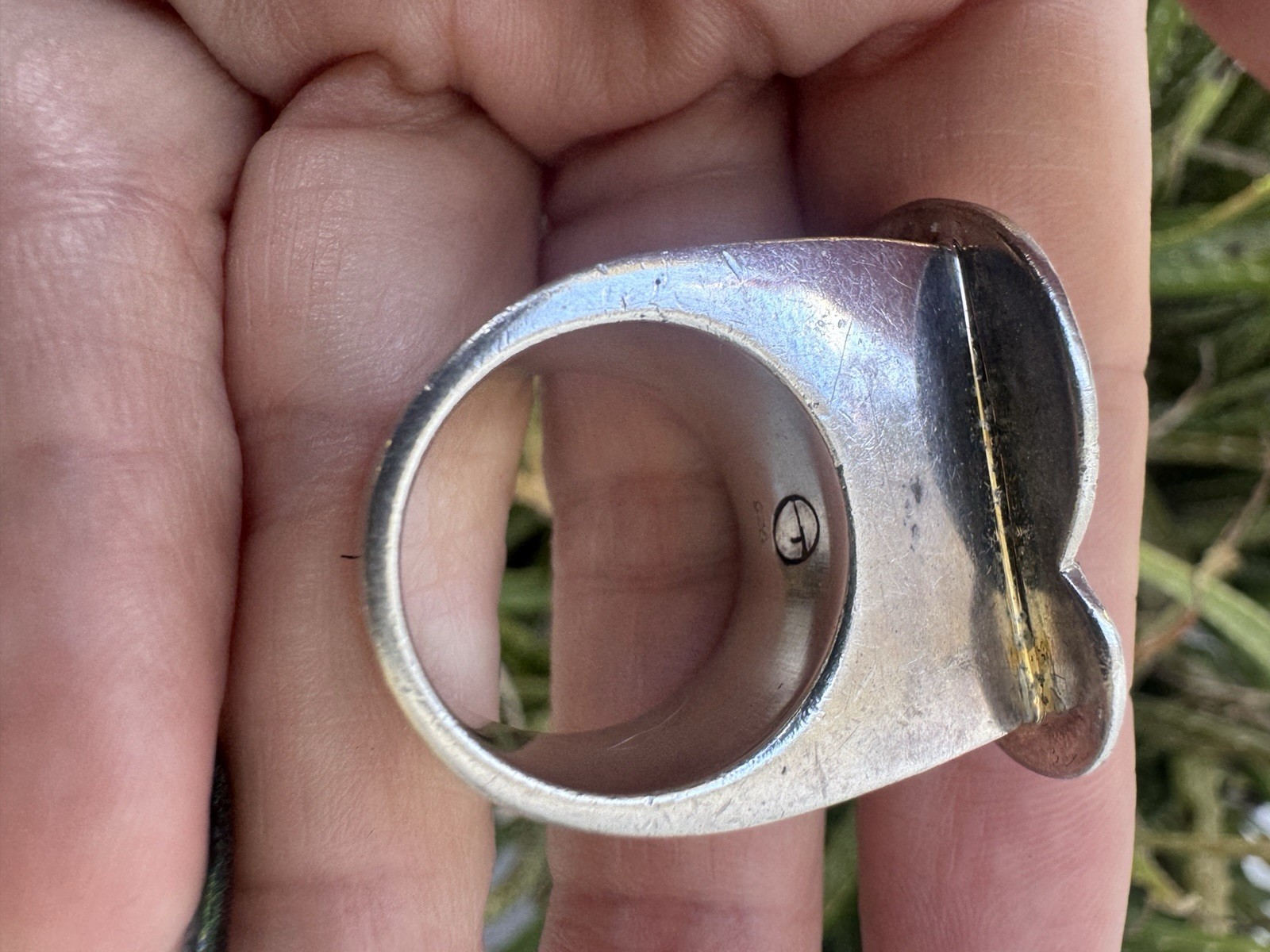 Solid Sterling Silver Round Abstract Ring - image 5