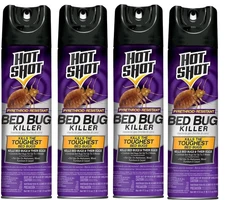 Hot Shot Bed Bug Killer Also Kills Fleas, Aerosol Spray, 17.5oz Each, (Lot Of 4)
