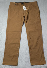 New Prana Pants Mens 38x32 Stretch Zion Slim Pant 11 Tapered Leg Color Sepia