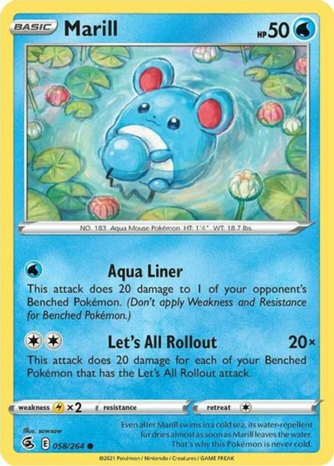 Marill - 058/264 - Common - Near Mint - Sword & Shield - Fusion Strike