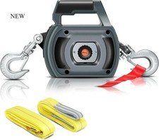 Portable Drill Winch of 1000 LB, Black Handheld Drill Winch, Grey