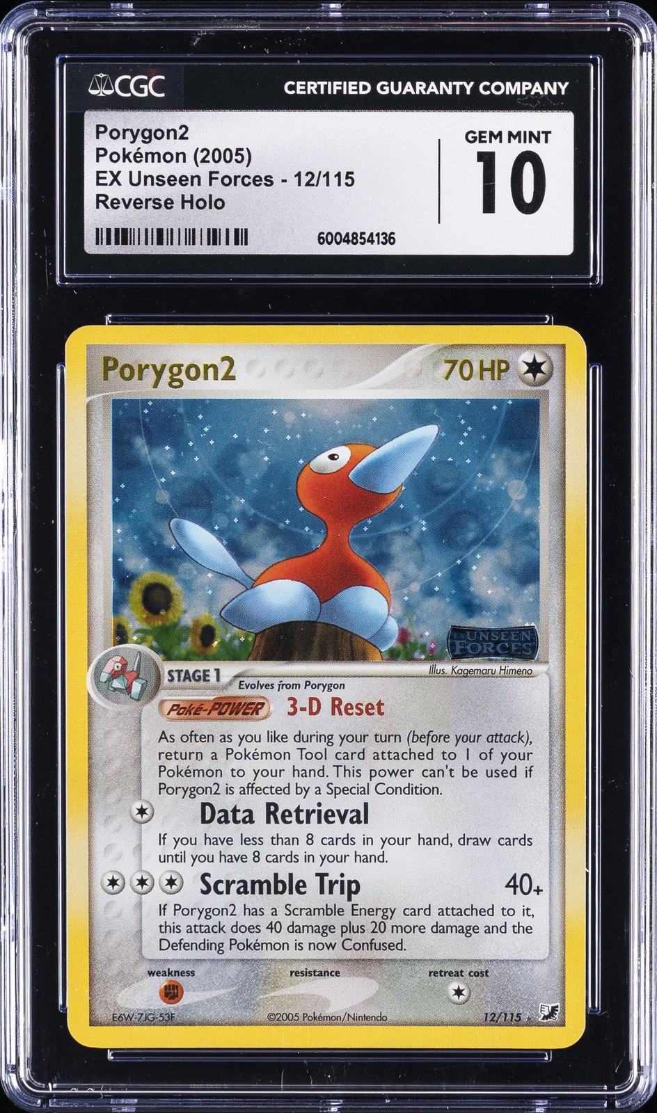 2005 POKEMON EX UNSEEN FORCES, REVERSE HOLO #12/115 PORYGON2 CGC 10 GEM MINT