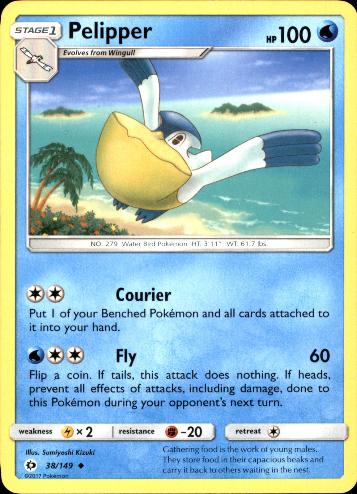 Pelipper 38/149 Uncommon - Pokemon SM Base Set 2017 LP - MP