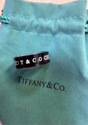 Tiffany & Co Ring 925 Sterling Silver Black & White T & Co 2005