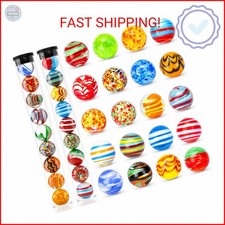 FUTUREPLUSX 20PCS Glass Marbles Bulk, 0.63 Inch Handmade Colorful Marbles for Va