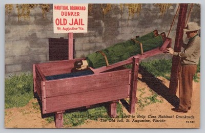 Habitual Drunkard Dunker Old Jail St Augustine Florida Postcard