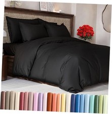Duvet Cover Queen Size Set - Extra Soft Queen 90x90 26 - Black No Comforter