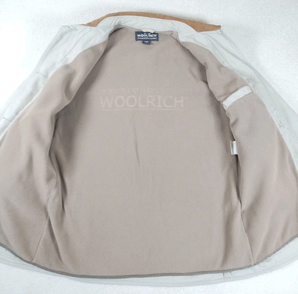Chaqueta de Granero Woolrich Abrigo para Tareas Para Mujer Mediano Beige Forrado de Vellón Cuello de Cuero Foto 4 de 4