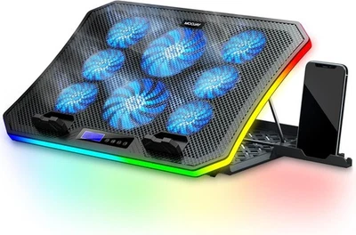 MOOJAY C50 RGB LED Laptop Cooling Pad 8 Turbo Fan Gaming Cooler Stand 11”-17.3” - Image 1 of 4