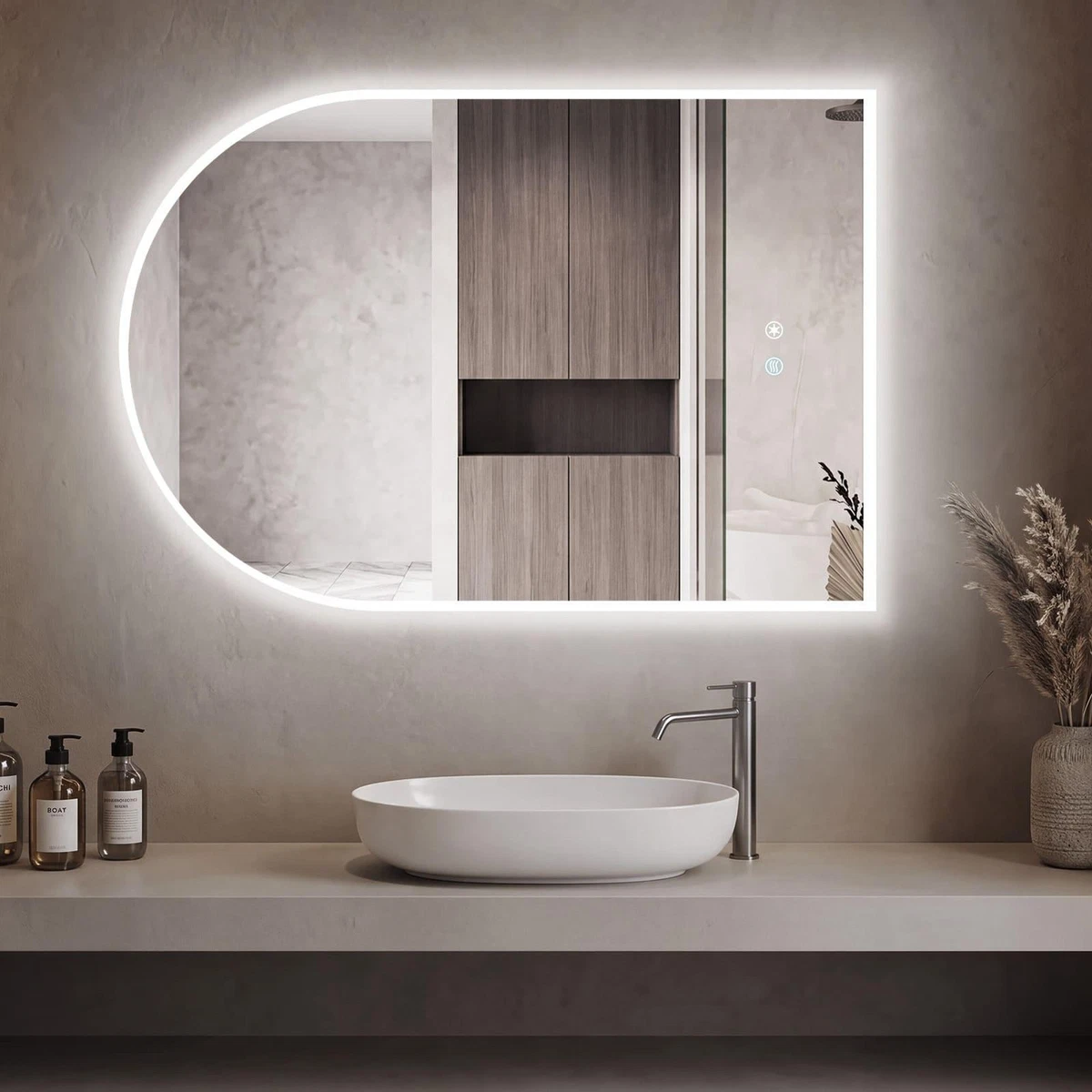 Badspiegel LED Badezimmerspiegel mit Beleuchtung Touch Wandspiegel Beschlagfrei