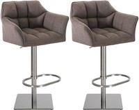 2Er Set Barhocker Damaso Stoff Edelstahl Grau