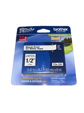 New Brother P-touch TZe-231 Black on White Tape 1/2" W 0.47 X L 26.2 ft.