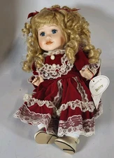Leonardo Collection Betsy Porcelain Doll Red Velvet Dress Original Box