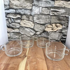 set of 4 vintage art deco Duralex Glasses Mugs Tea Cups made in France 2.5x3.5”