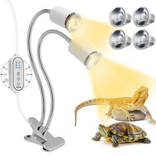 Dual Head Reptile Light UVB Heat Lamp Kit Dimmable UVA Bulb with Cycle Timer