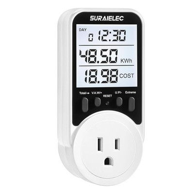 90-250V Wide Range Power Meter Outlet Wattage Electricity Consumption Calculator