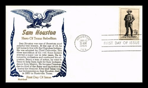 DR JIM STAMPS US COVER SAM HOUSTON FIRST DAY ISSUE SCOTT 1242 KHOL KRAFT