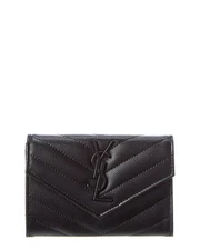 Saint Laurent Small Matelasse Leather Envelope Wallet Women's Black
