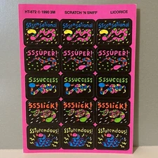 Vintage 3M Snakes Scratch ‘N Sniff Licorice Reward Stickers
