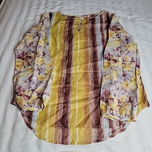 Sundance Catalog Top Womens Small Yellow Brown Hippie Floral Cottage Southwest