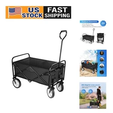 Heavy-Duty Folding Garden Cart with Adjustable Handle & 360° Swivel Wheels