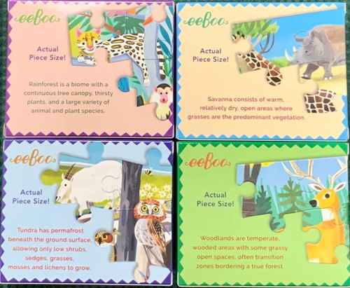 Set of 4 Wild Habitats Animal 36 Piece Mini Jigsaw Puzzles eeBoo New - Picture 2 of 4