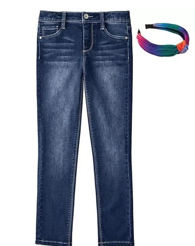 Member's Mark Girls Skinny Fit Jean Size L 10/12 Dark Alba Blue Stretch Mid Rise - Picture 2 of 7
