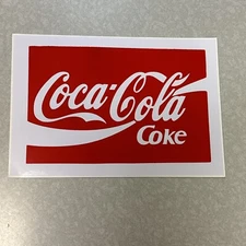 Retro NOS Coca-Cola Coca Cola sticker decal 5.25" x 3.5" Red White Logo Vending