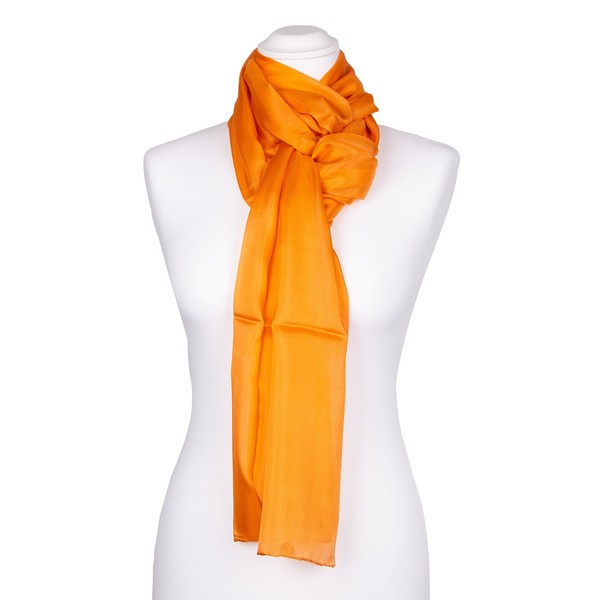 Seidenschal Halstuch Schal Orange Seide 180X45Cm-image