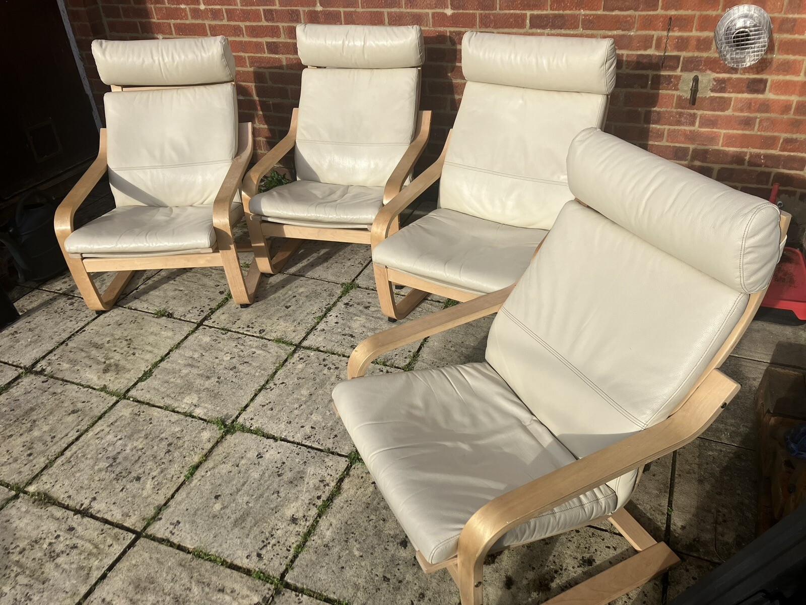 Four (4) Leather IKEA Poang Armchairs eBay