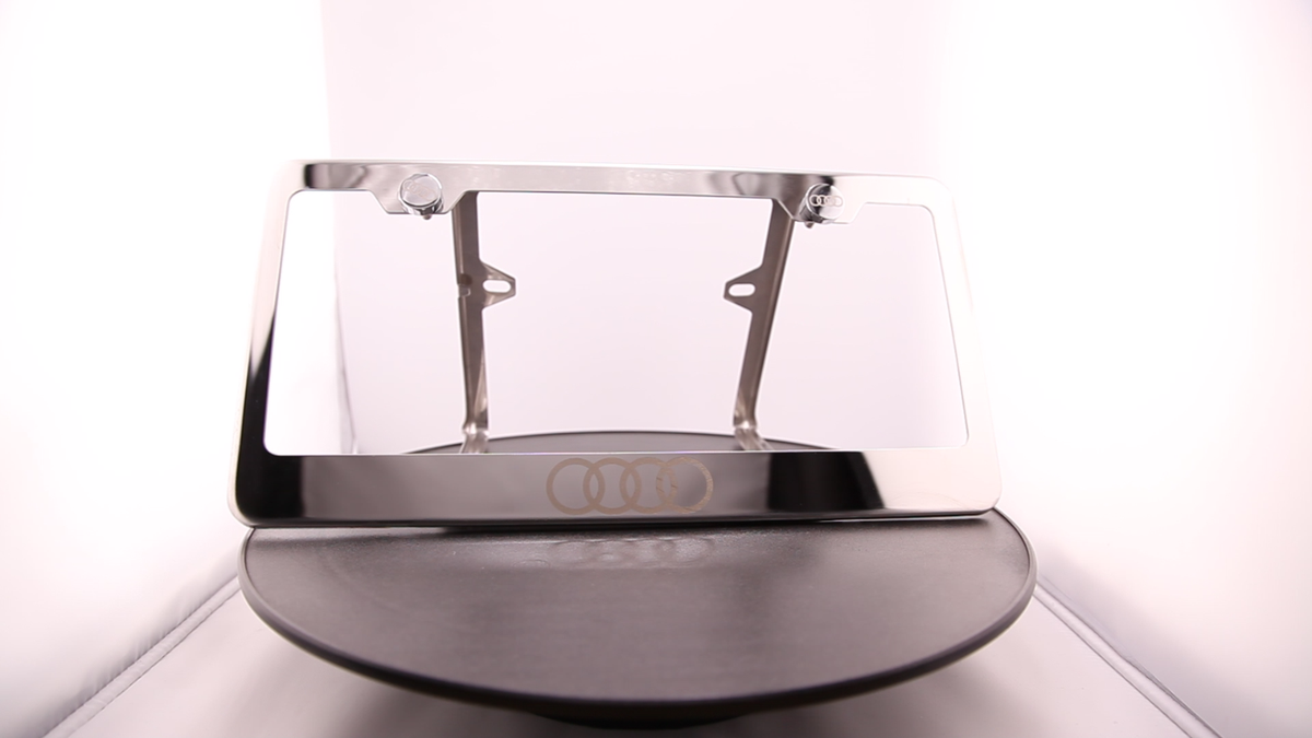 Mirror Chrome fit Audi Logo Laser Etched Stainless Steel License