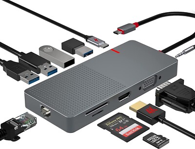 USB C 4K HDMI Docking Station, 11 IN1 Multiport 100W USB C Hub