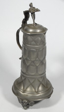 Zinn Zunftkrug Bäcker Humpen Krug Handwerk Deckel Figur Geschenk Preis ~1900